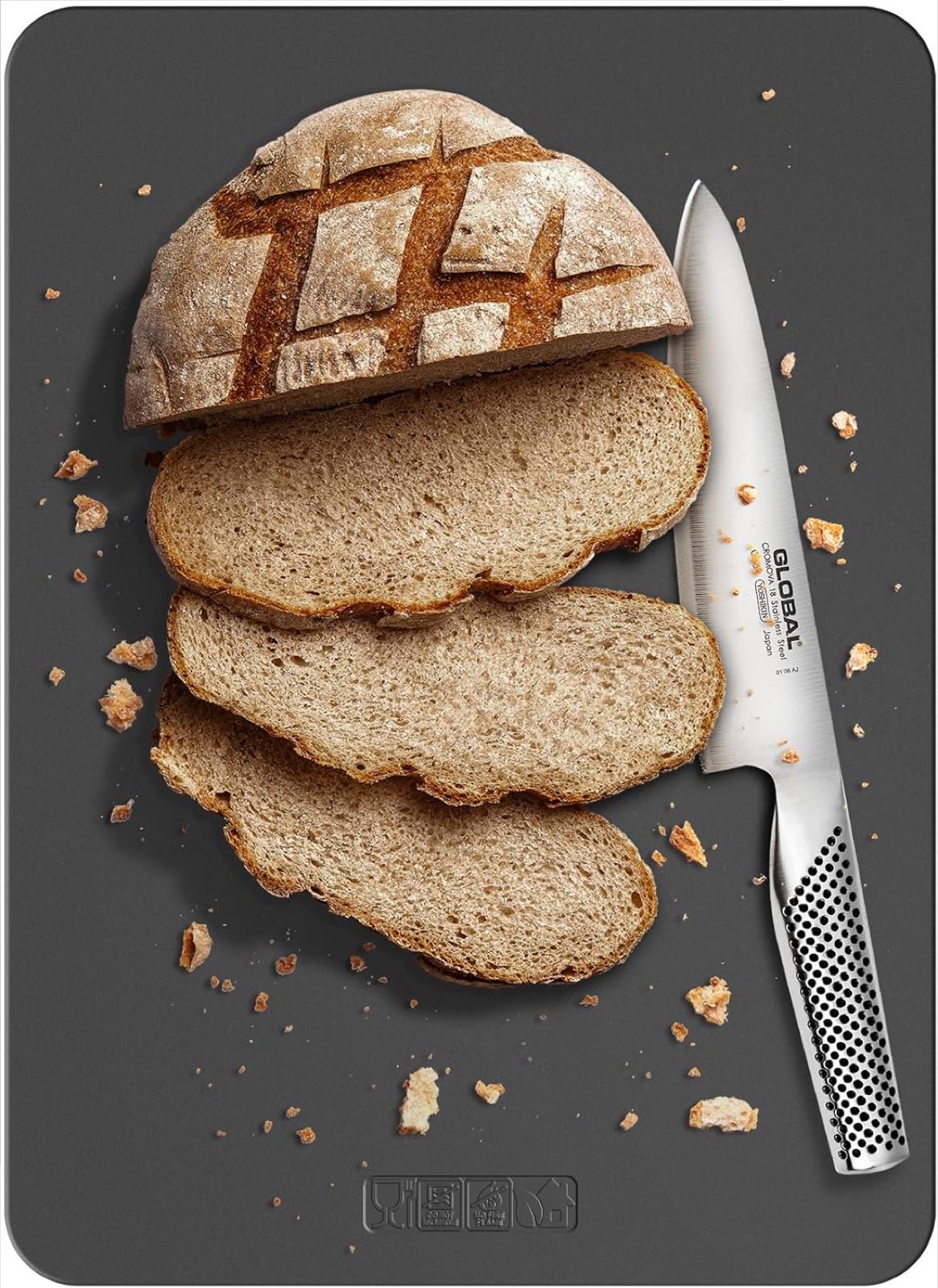 CHEFEAT TPU cutting board with sliced rustic bread